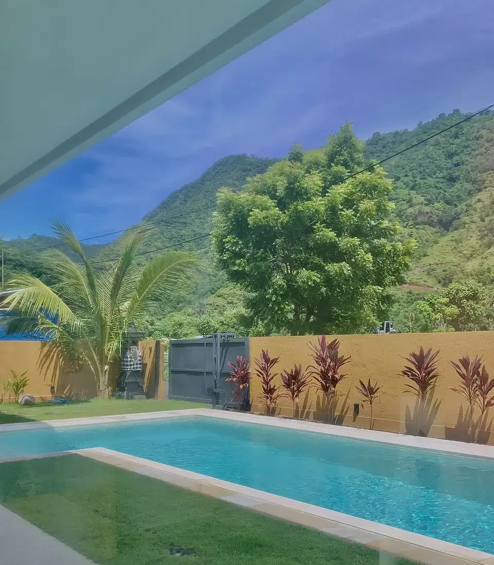 Pool with valley views